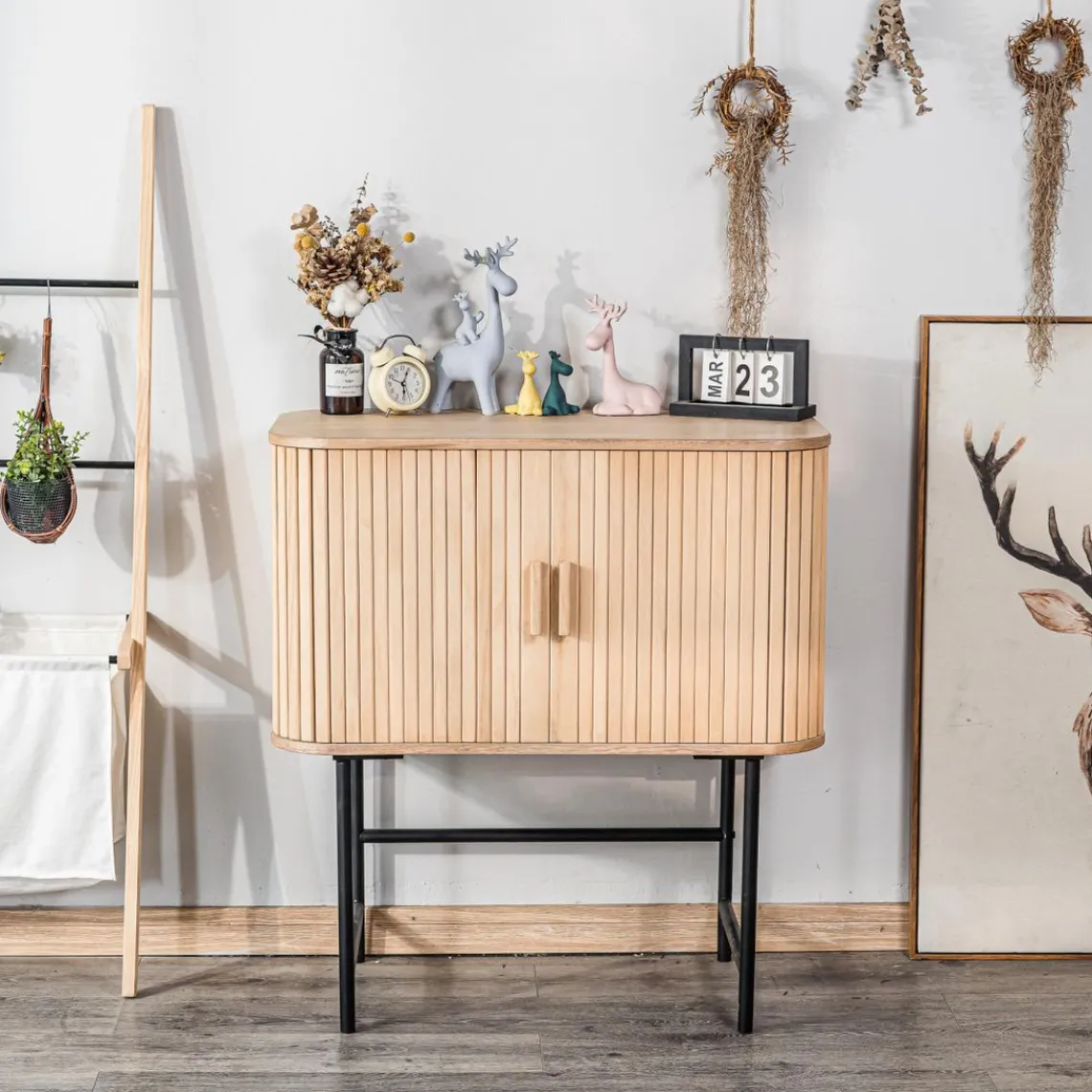 3S. x Home Nordlys - Buffet Scandinave Bois Massif 2 Portes Sale