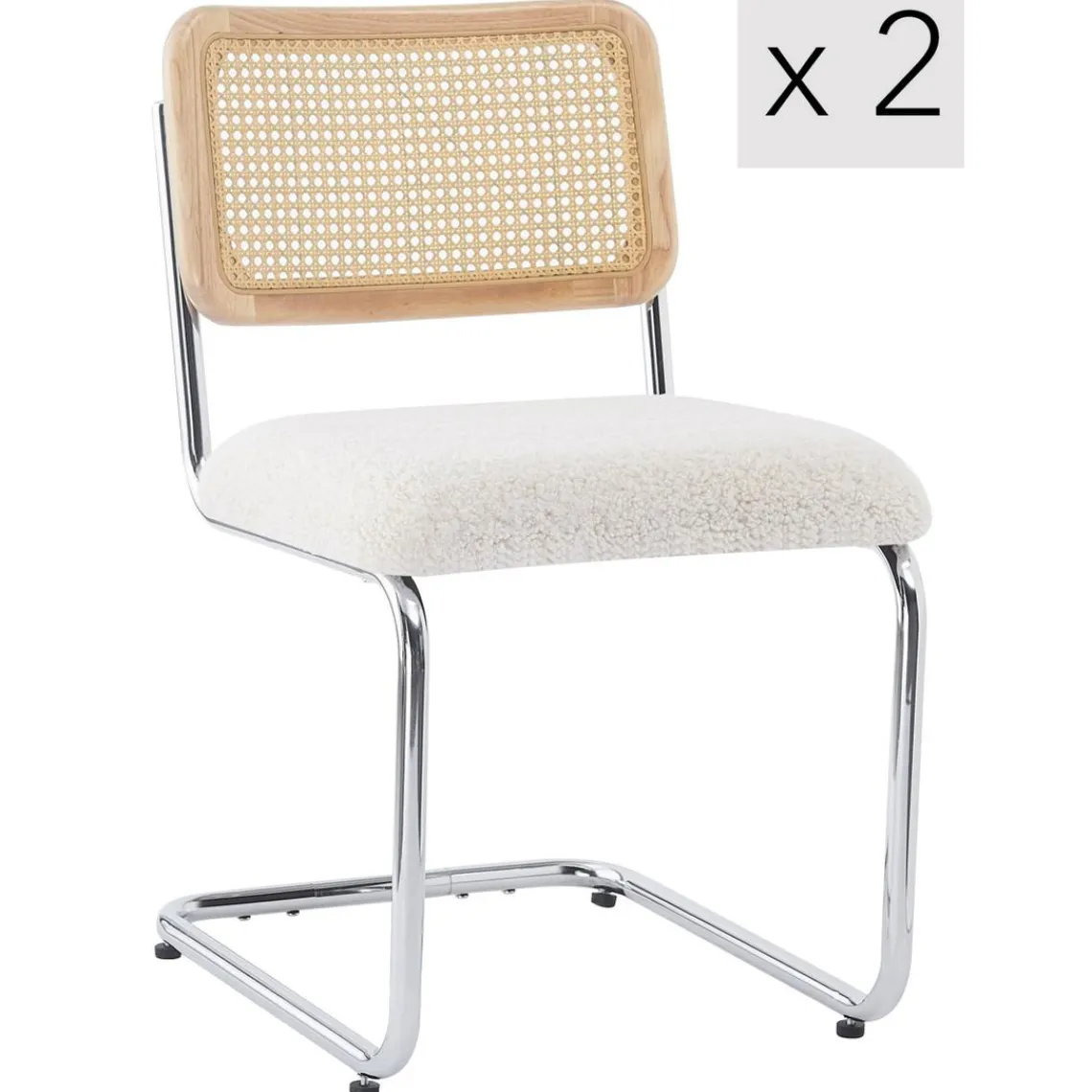 3S. x Home Nordlys - Lot de 2 Chaises de Salle a Manger Industrielles Metal Cannage Rotin New