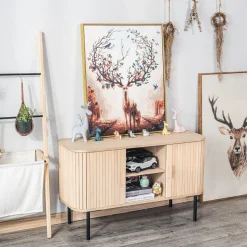 3S. x Home Nordlys - Meuble TV Scandinave Bois Massif 2 Portes Online