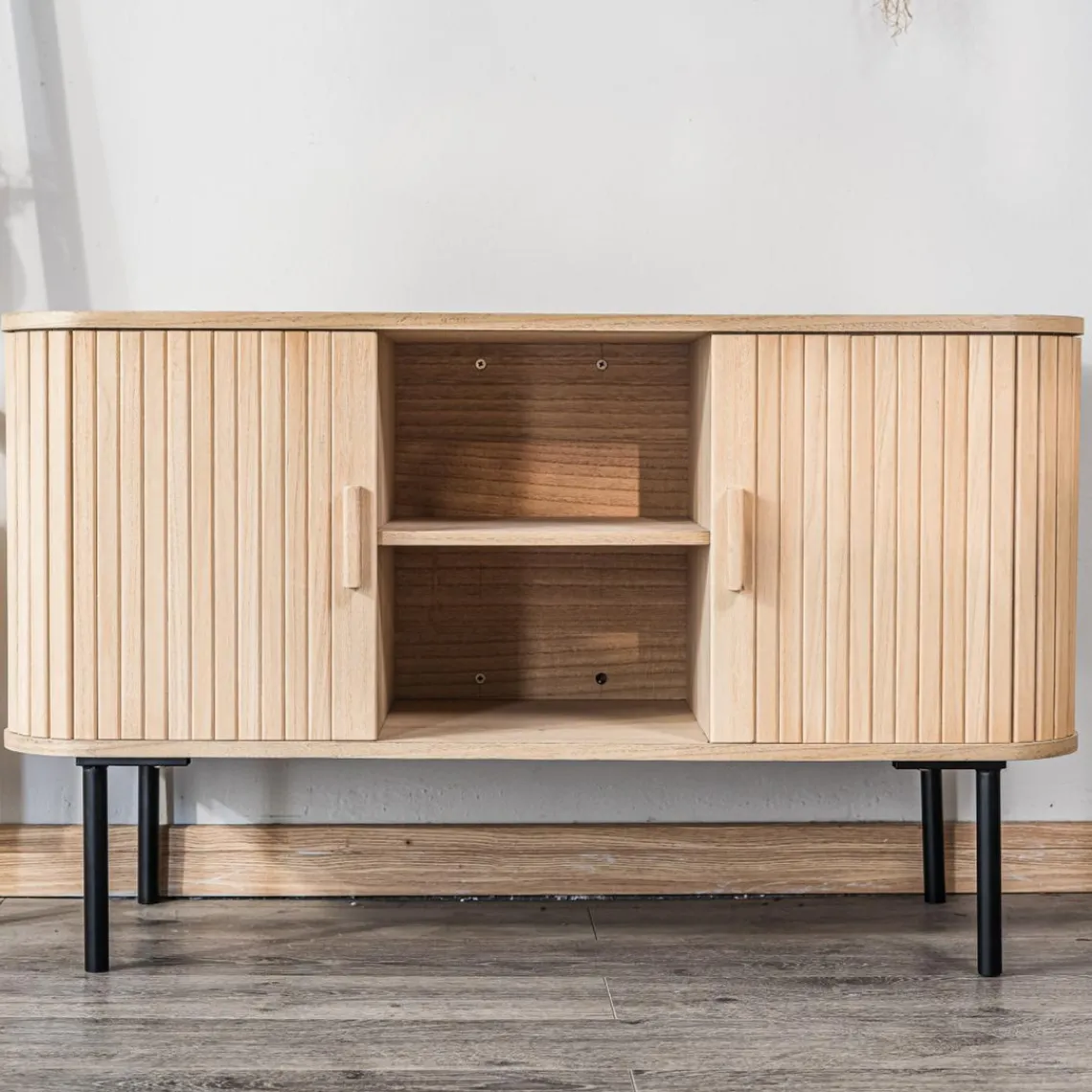 3S. x Home Nordlys - Meuble TV Scandinave Bois Massif 2 Portes Online