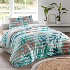Becquet Oreiller en polyester HOJAS DÉCO DOUBLE FACE bleu turquoise Clearance