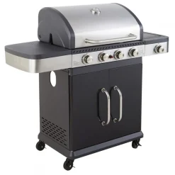Cook'In Garden Pack Barbecue gaz FIDGI 4 Brûleurs réchaud latéral et desserte avec Housse et Coffret 3 pièces aimantés New