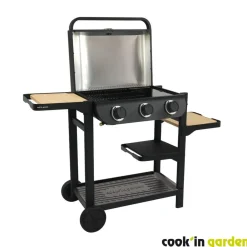 Cook'In Garden Pack Barbecue gaz sur chariot FLAVO avec Housse et Coffret 3 pièces aimantés Hot