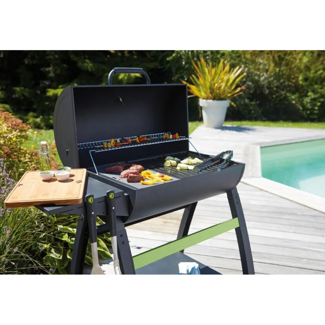 Cook'In Garden Pack Barbecue TONINO avec Housse Barbecue plancha Rectangulaire Sac Charbon de bois Discount