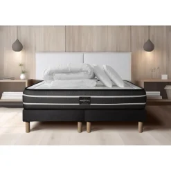 Prestige literie Pack Exclusive double sommier noir Best