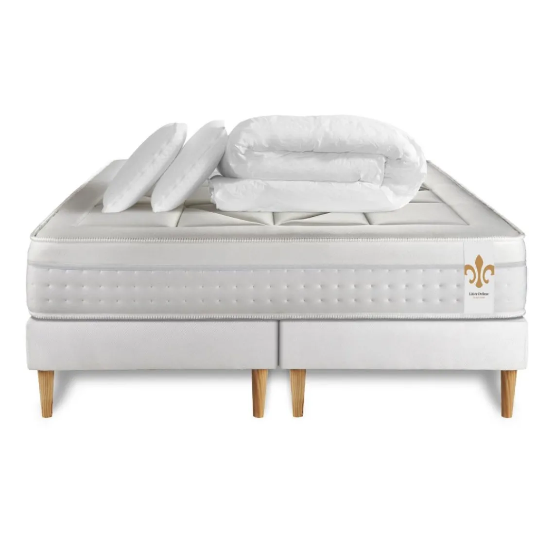 LITIER DELUXE Pack Le Vingt-Huit double sommiers Blanc Hot