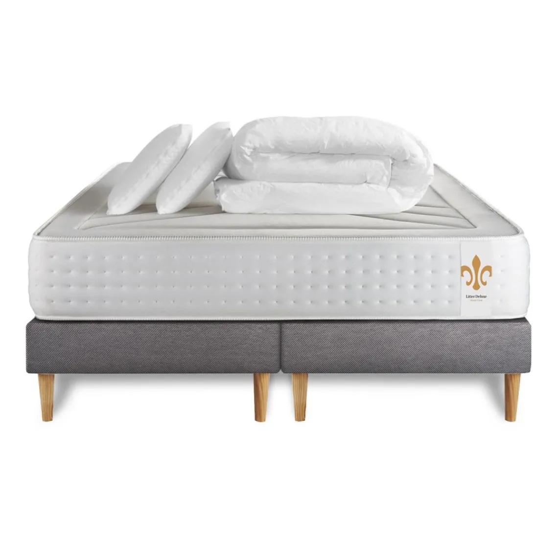 LITIER DELUXE Pack Le Vingt-Quatre double sommiers Gris Best