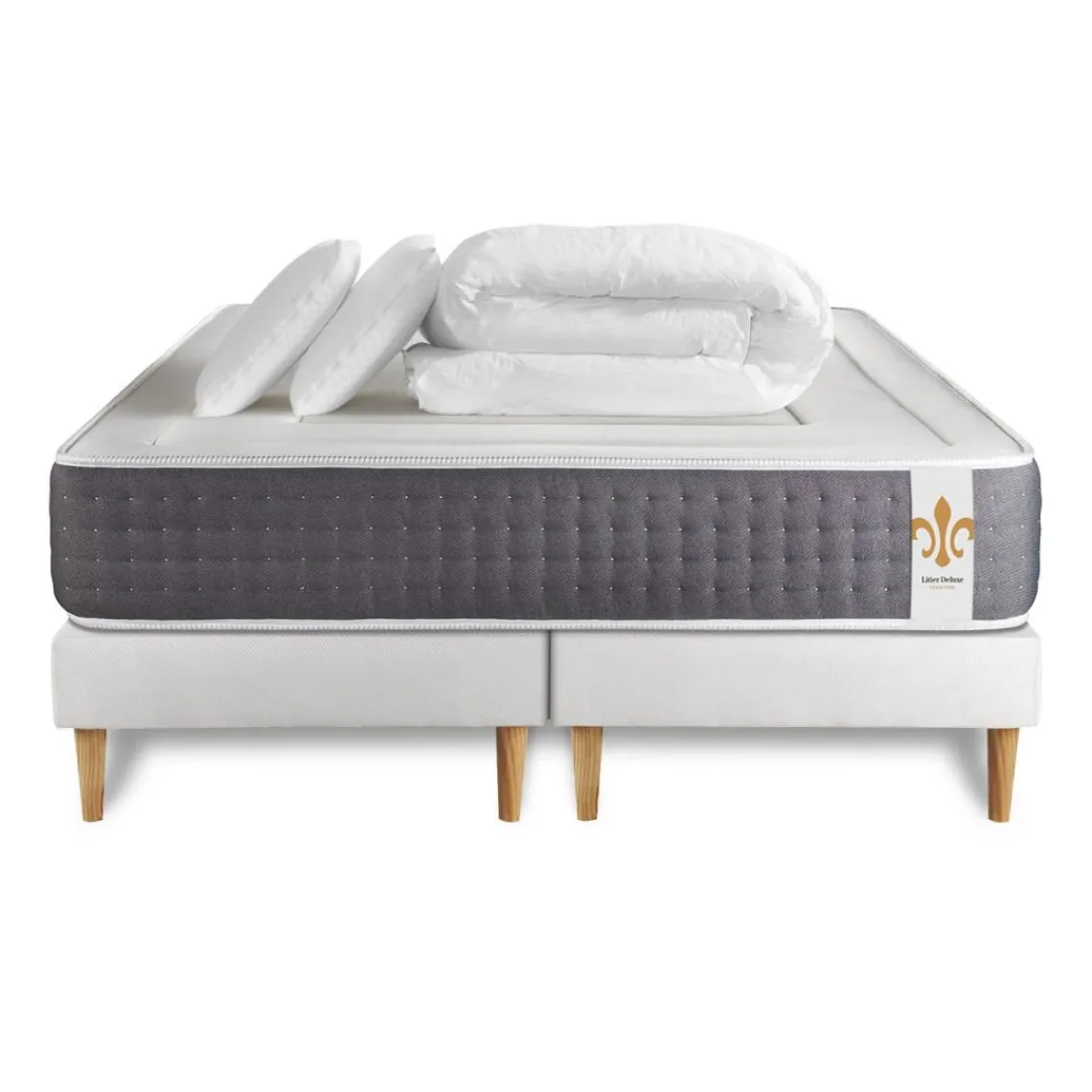 LITIER DELUXE Pack Le Vingt-Six double sommiers Blanc New