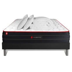 Somness Pack matelas BOOST sommier noir Couette 2 oreillers Discount