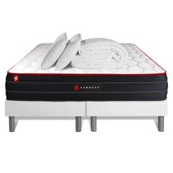 Somness Pack matelas double sommiers blanc Couette et 2 oreillers