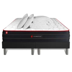Somness Pack matelas double sommiers noir Couette et 2 oreillers Best