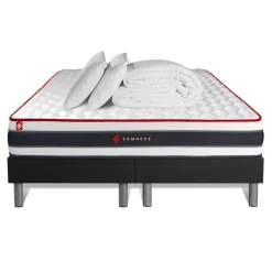 Somness Pack matelas ENERGY double sommiers noir Couette 2 oreillers Clearance
