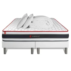 Somness Pack matelas ENERGY double sommiers blanc Couette 2 oreillers Best