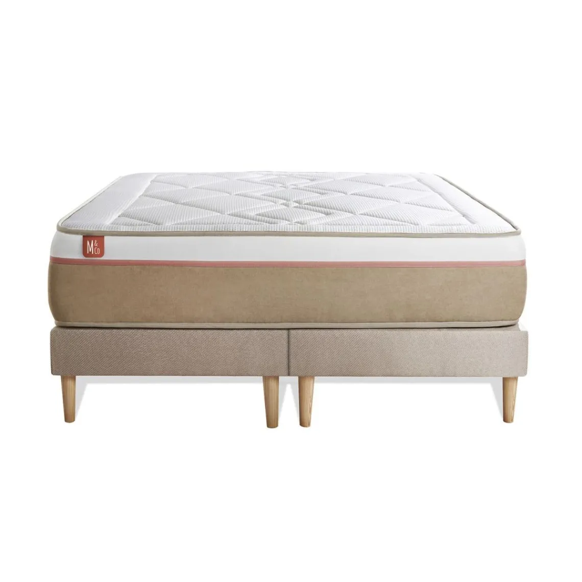 Marmottes & Co Pack prêt a dormir matelas LE SOYEUX Ressorts ensaches Memoire de forme BioVisco double sommiers Beige Outlet