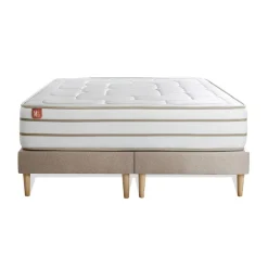 Marmottes & Co Pack prêt a dormir matelas LE DOUILLET Memoire de forme BioVisco double sommiers Beige 2 oreillers couette Sale