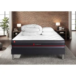 Somness Pack prêt a dormir matelas a memoire de forme sommier kit noir Couette 2 oreillers Sale