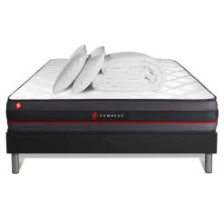 Somness Pack prêt a dormir matelas a memoire de forme sommier kit noir Couette 2 oreillers Sale
