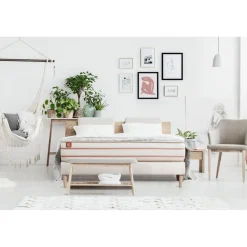 Marmottes & Co Pack prêt a dormir matelas LE DOUX Memoire de forme sommier Blanc et 2 oreillers couette Best