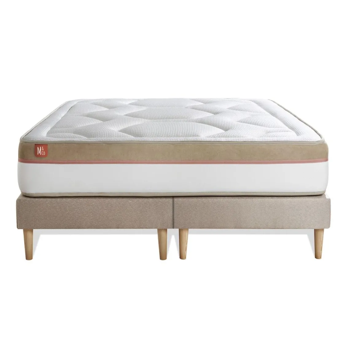 Marmottes & Co Pack prêt a dormir matelas Memoire de forme double sommiers Beige 2 oreillers couette Sale