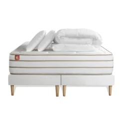 Marmottes & Co Pack prêt a dormir matelas LE DOUILLET Memoire de forme BioVisco double sommiers Blanc 2 oreillers couette Online