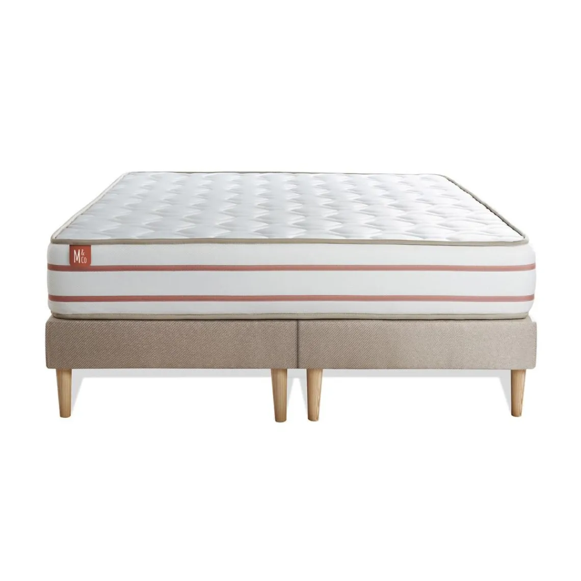Marmottes & Co Pack prêt a dormir matelas LE DOUX Memoire de forme double sommiers Beige 2 oreillers couette Outlet