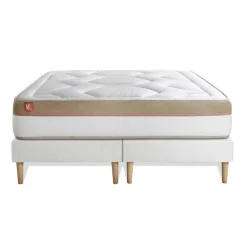 Marmottes & Co Pack prêt a dormir matelas Memoire de forme double sommiers Blanc, 2 oreillers,couette Discount