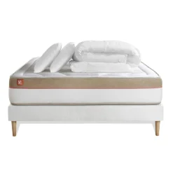 Marmottes & Co Pack prêt a dormir matelas LE COSY Memoire de forme sommier Blanc et 2 oreillers couette Online