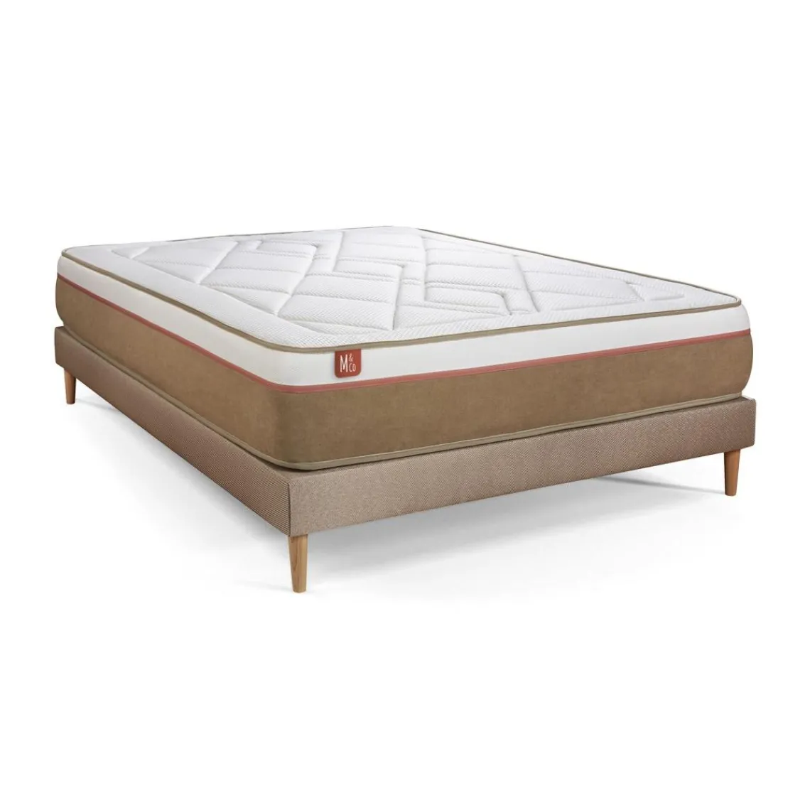 Marmottes & Co Pack prêt a dormir matelas LE SOYEUX Ressorts ensaches Memoire de forme BioVisco sommier kit Beige Best