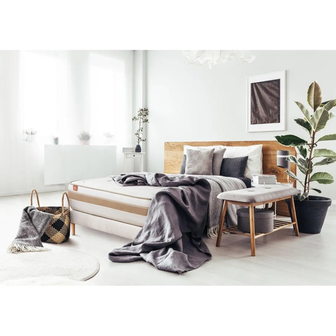 Marmottes & Co Pack prêt a dormir matelas LE RAFFINÉ Ressorts ensaches Memoire de forme BioVisco sommier Blanc New