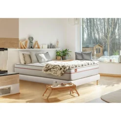 Marmottes & Co Pack prêt a dormir matelas LE PAISIBLE Memoire de forme BioVisco sommier kit Blanc 2 oreillers couette Clearance