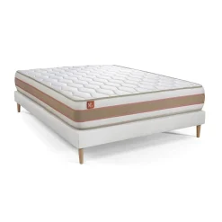 Marmottes & Co Pack prêt a dormir matelas LE DÉLICAT Ressorts ensaches Memoire de forme et sommier kit Blanc Clearance