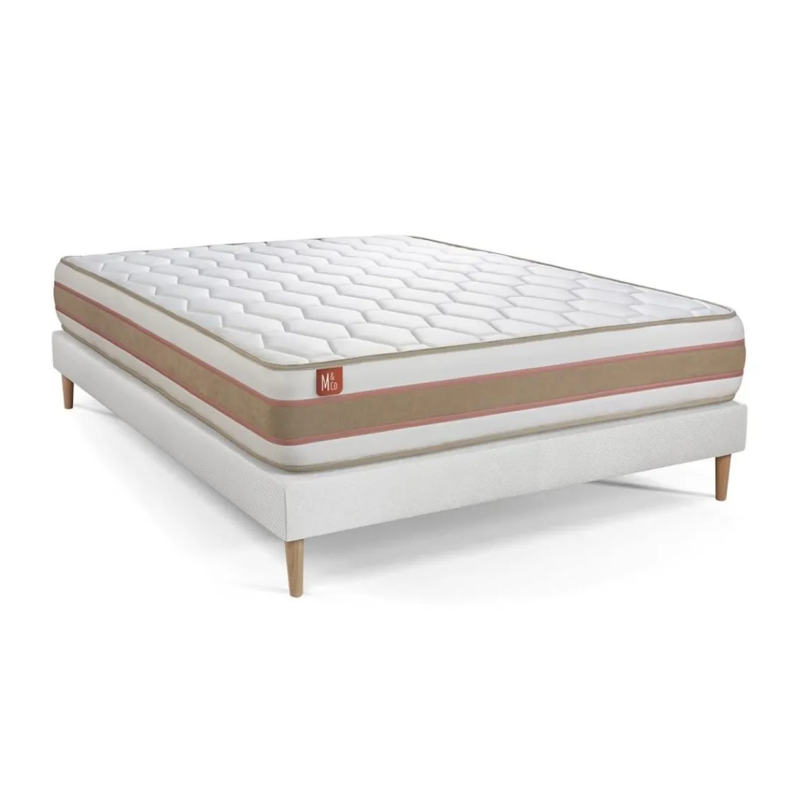 Marmottes & Co Pack prêt a dormir matelas LE DÉLICAT Ressorts ensaches Memoire de forme et sommier kit Blanc Clearance