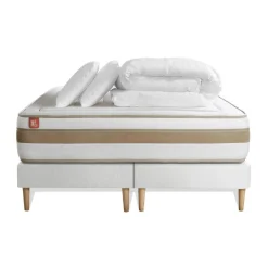 Marmottes & Co Pack prêt a dormir matelas LE RAFFINÉ Ressorts ensaches Memoire de forme BioVisco double sommiers Blanc Online