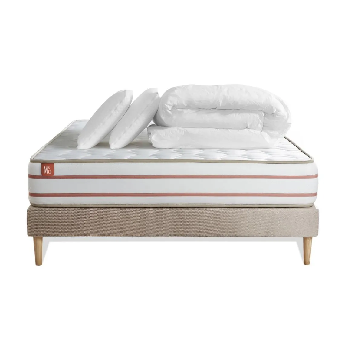 Marmottes & Co Pack prêt a dormir matelas LE DOUX Memoire de forme sommier Beige 2 oreillers couette Online
