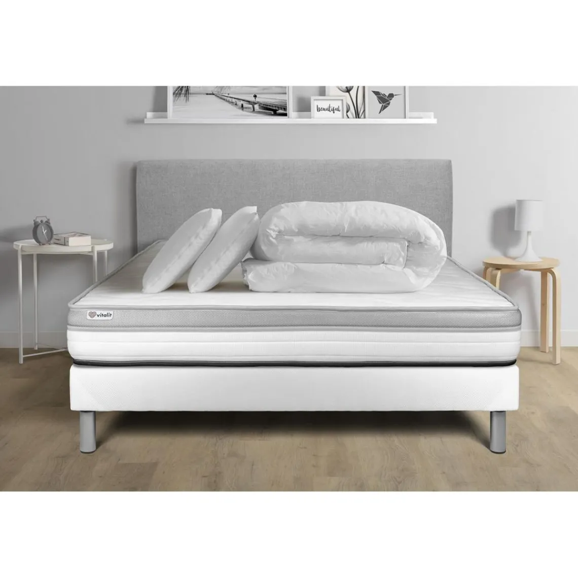 VITALIT Pack prêt a dormir VITAL RELAX sommier Kit blanc New