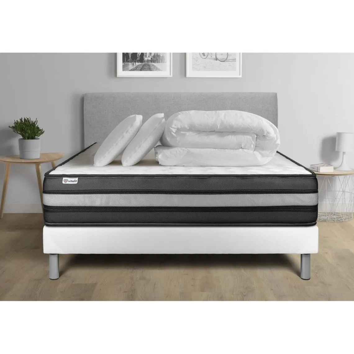 VITALIT Pack prêt a dormir VITALPOWER ZEN sommier Kit blanc Clearance