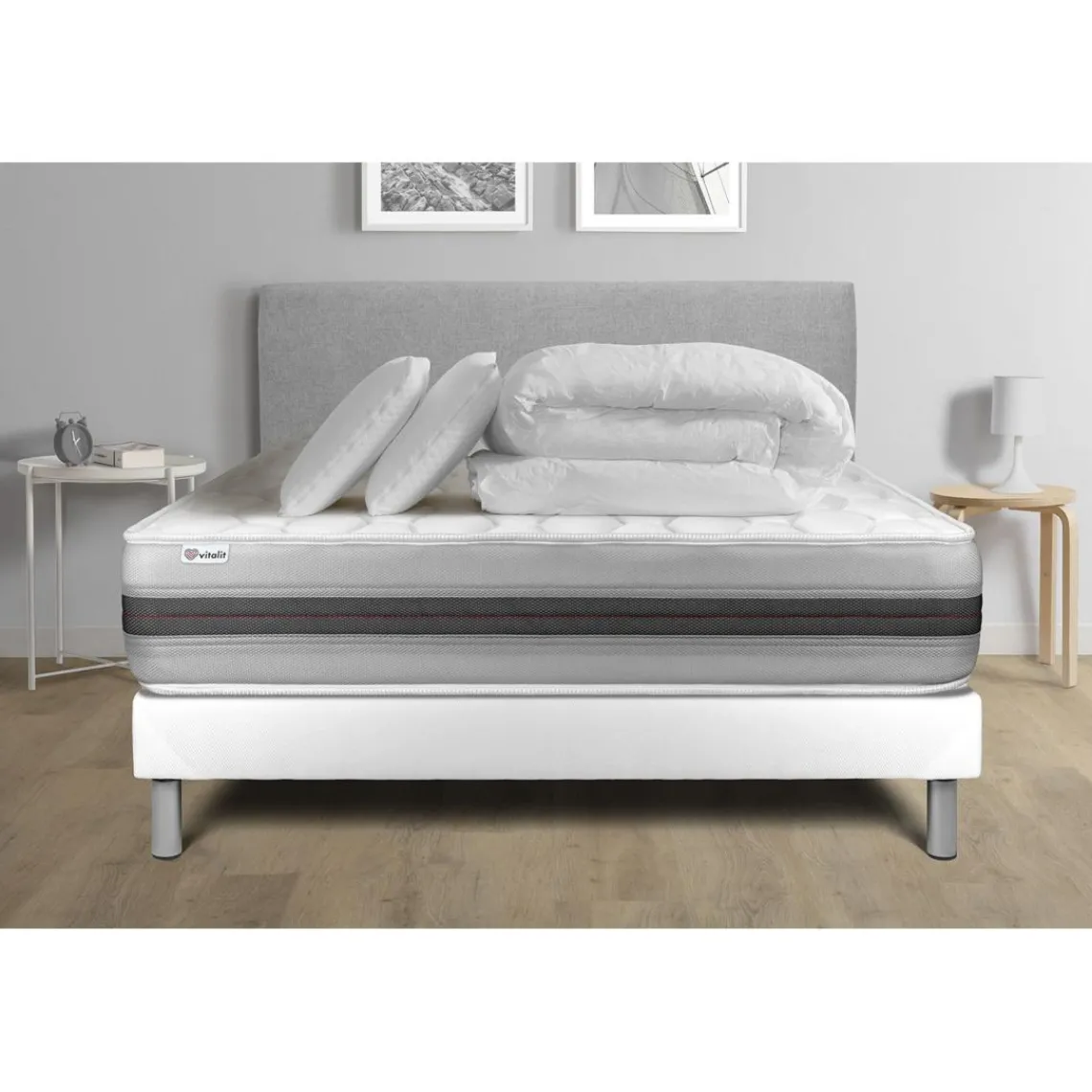 VITALIT Pack prêt a dormir VITALSPRING RECOVER sommier Kit blanc Hot