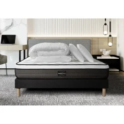 Prestige literie Pack Suite Ressorts ensaches, memoire de forme 5 zones sommier noir New