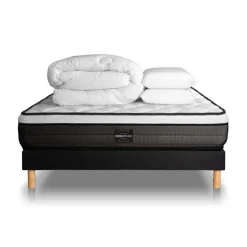 Prestige literie Pack Suite Ressorts ensaches, memoire de forme 5 zones sommier noir New