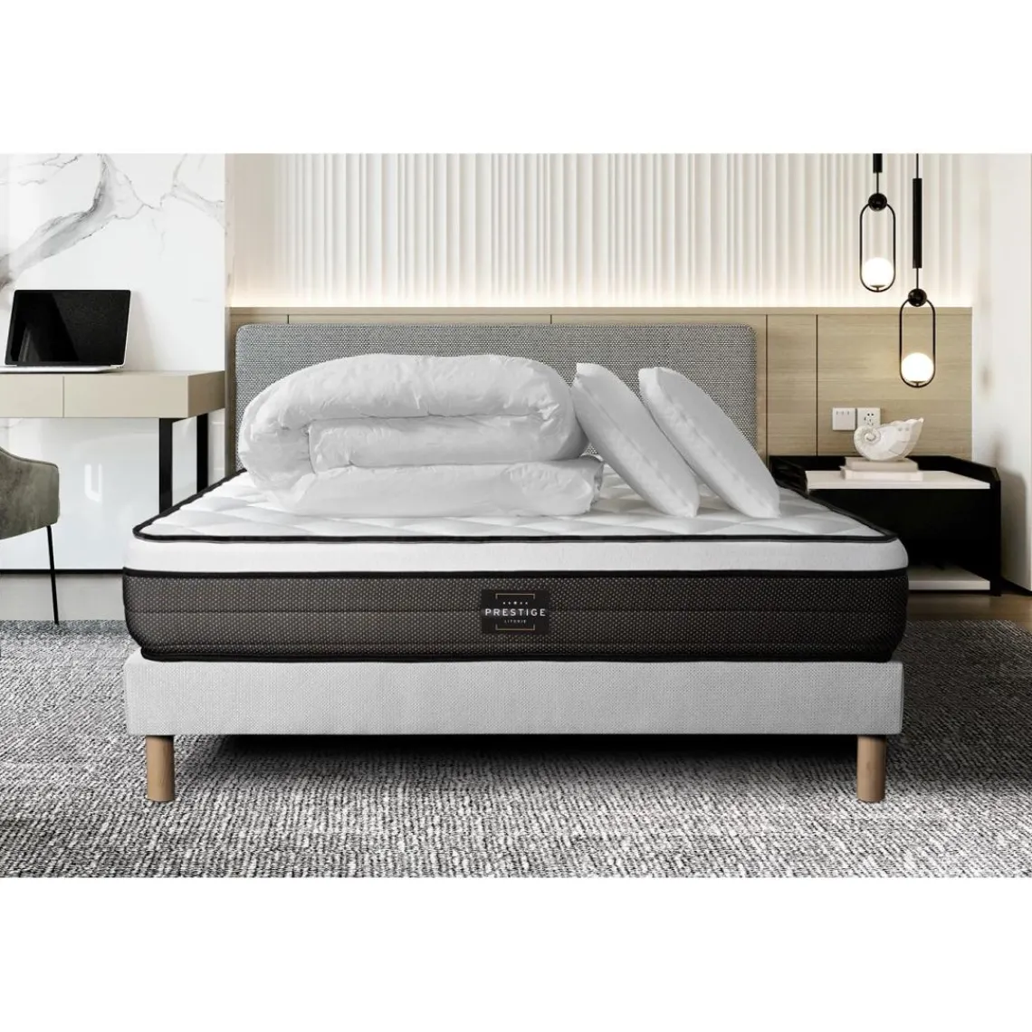 Prestige literie Pack Suite sommier Kit Blanc Clearance