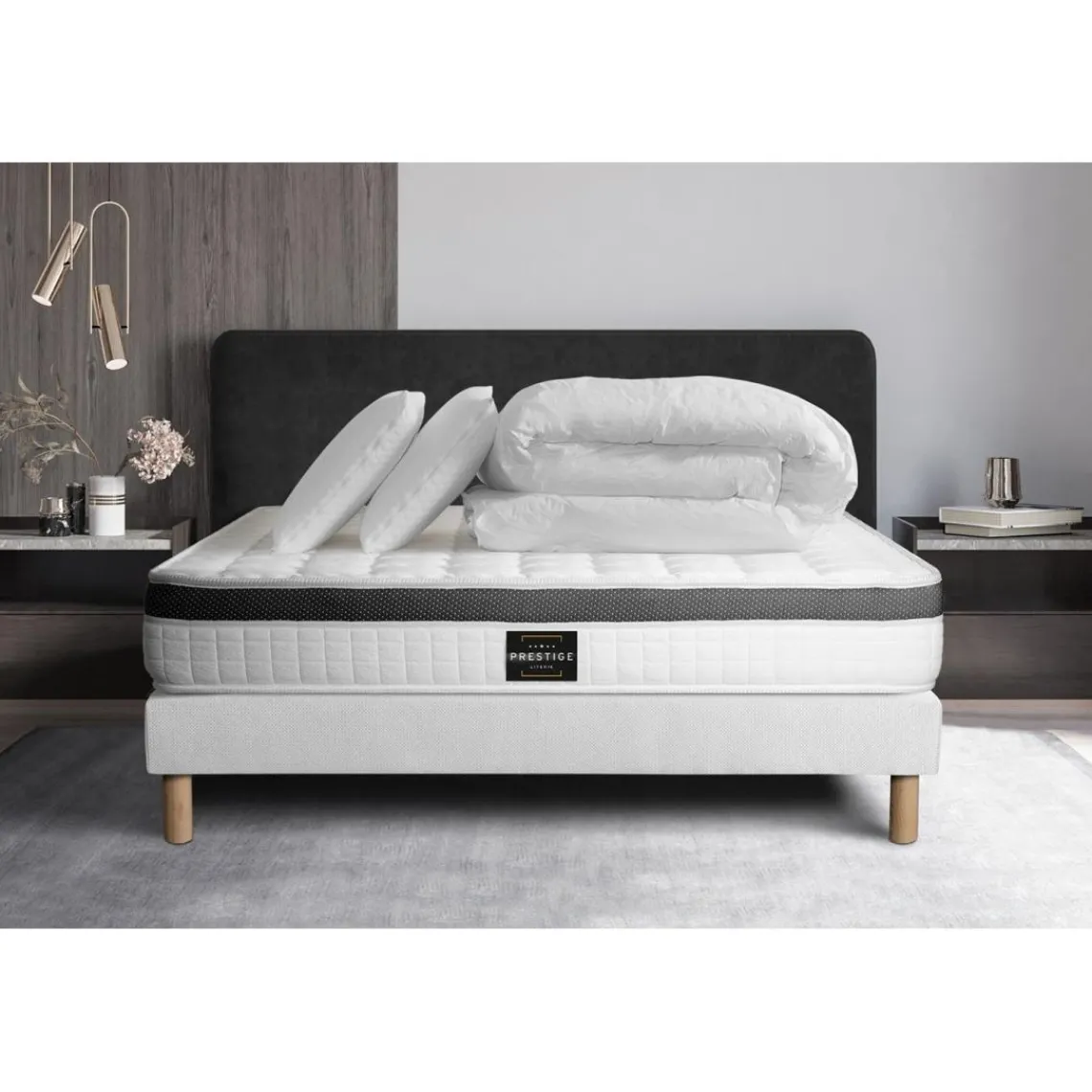 Prestige literie Pack Superieur sommier Kit Blanc