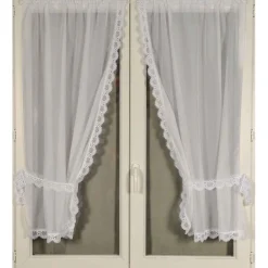 3S. x Home Paire de Vitrages Bonne Femme Sable Et Macramé Blanc JUSTINE Sale