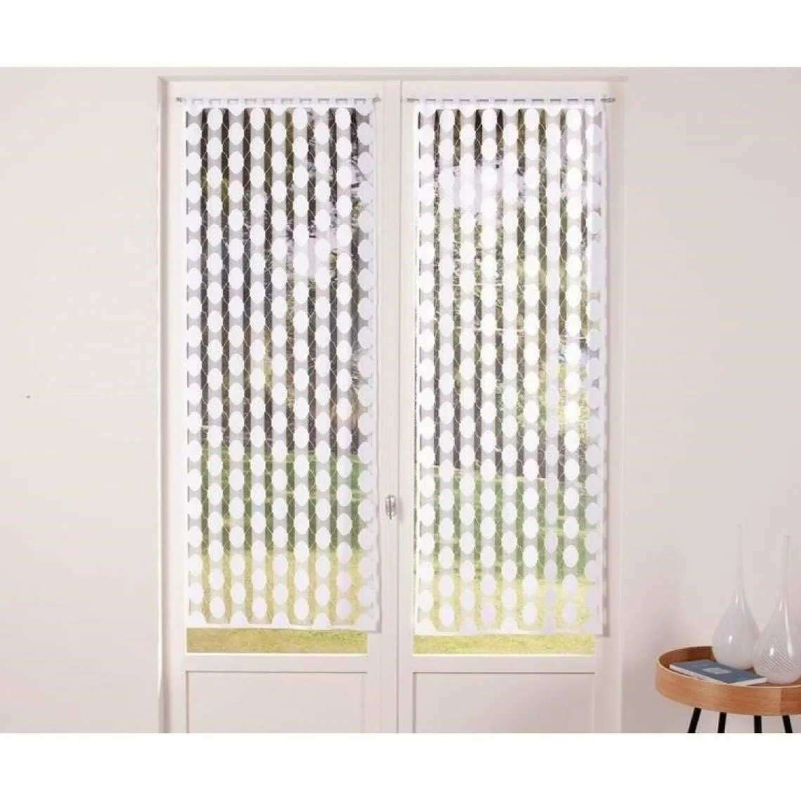 Becquet Paire de voilages droits motif flocons - Blanc Online