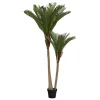 3S. x Home Palmier artificiel en plastique 2 troncs H180cm vert
