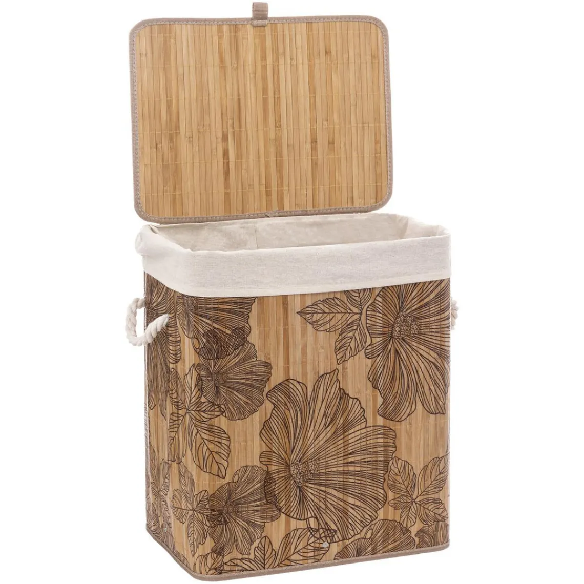 3S. x Home Panier à linge Blackflora en bambou Online