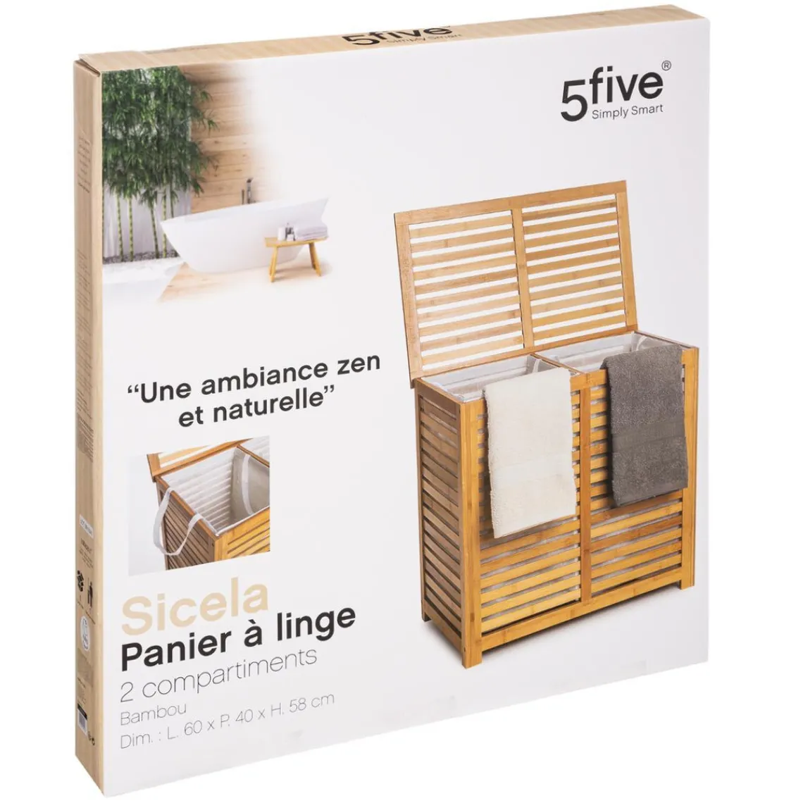 3S. x Home Panier à linge double 50L Discount