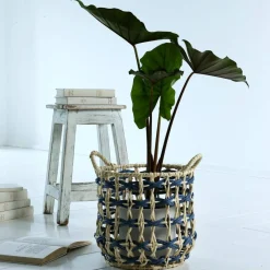 Becquet Panier Bicolore CALOUS Bleu et Ecru Sale