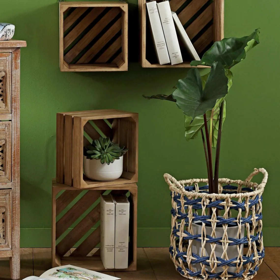 Becquet Panier Bicolore CALOUS Bleu et Ecru Sale