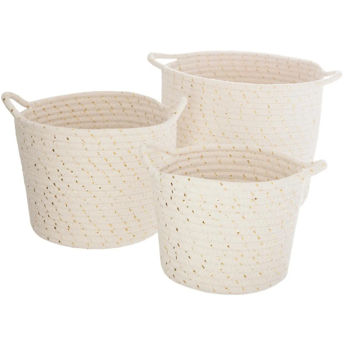 3S. x Home Panier en coton ecru & lurex x3 Clearance