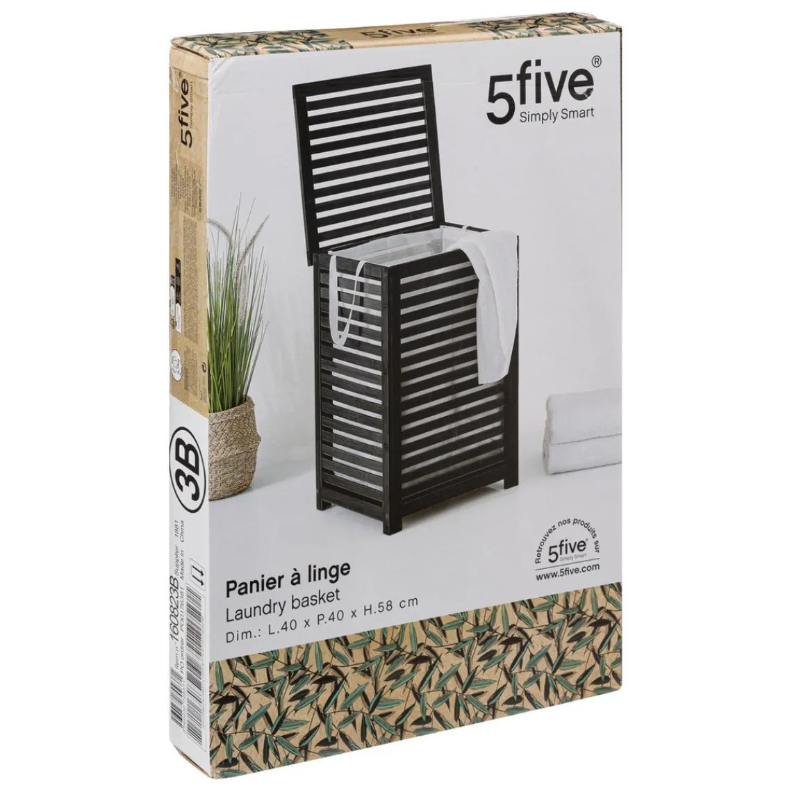 3S. x Home PANIER LINGE 65L BOIS NOIR Discount